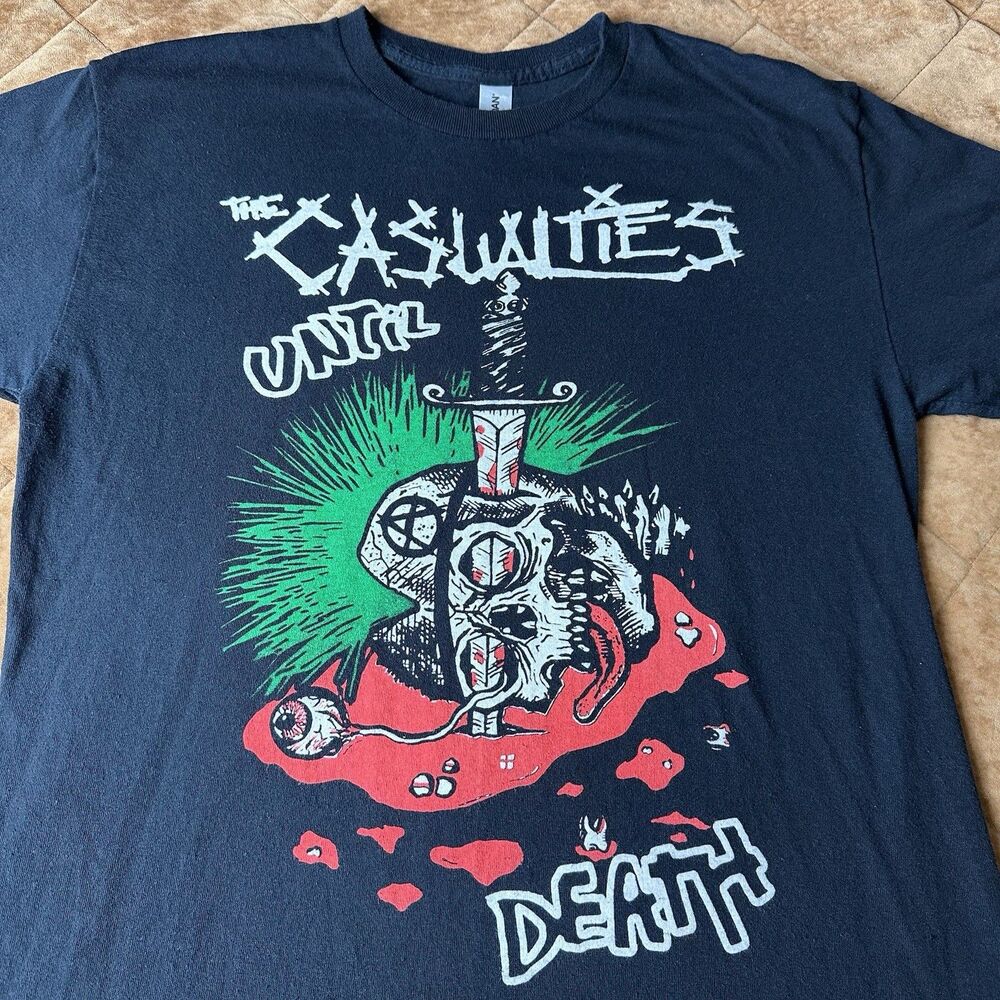 The Casualties T Shirt Medium Until Death Punk Rock Tee Black
